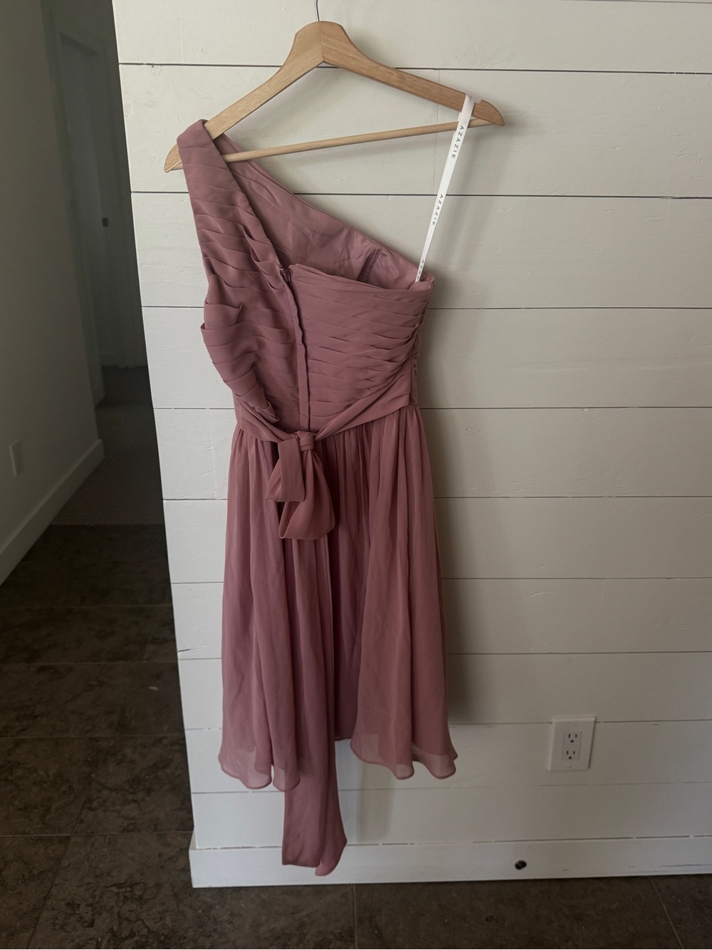 Azazie One-Shoulder Chiffon Dress in Dusty Rose